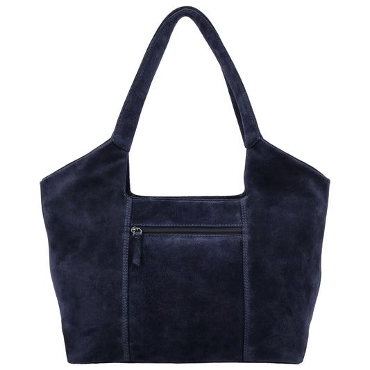 Wildleder-Schultertasche 47x27cm in Blau – Eleganter Alltagsbegleiter
