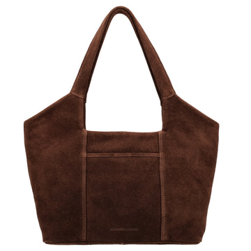 Wildleder-Schultertasche 47x27cm in Dunkelbraun – Klassischer Stil