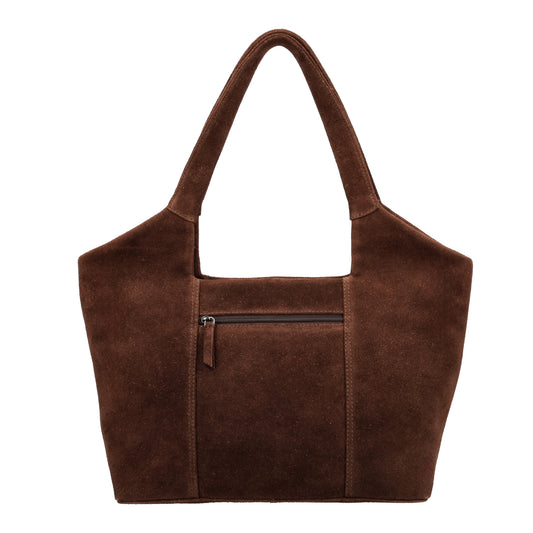 Wildleder-Schultertasche 47x27cm in Dunkelbraun – Klassischer Stil