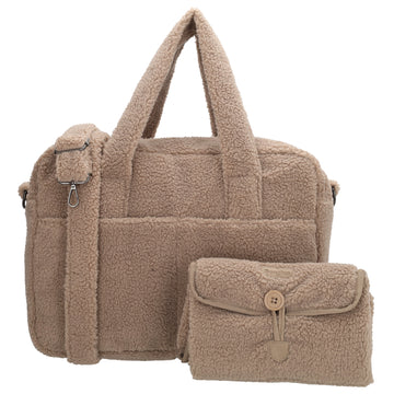 Teddy-Wickeltasche 40x28cm in Taupe – Eleganter Alltagshelfer