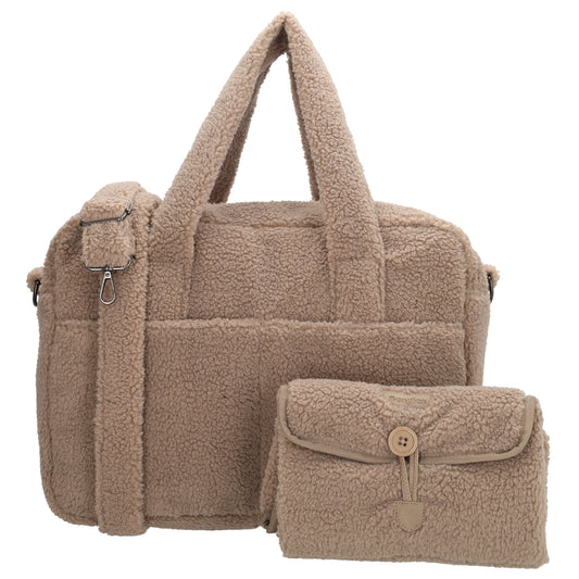 Teddy-Wickeltasche 40x28cm in Taupe – Eleganter Alltagshelfer