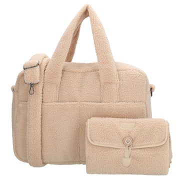Teddy-Wickeltasche 40x28cm in Creme – Helle, moderne Babybag