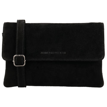 Umhängetasche 24,5x16cm Schwarz aus Wildleder - leder-accessoires.com
