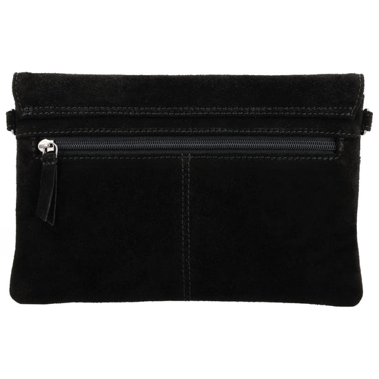 Umhängetasche 24,5x16cm Schwarz aus Wildleder - leder-accessoires.com
