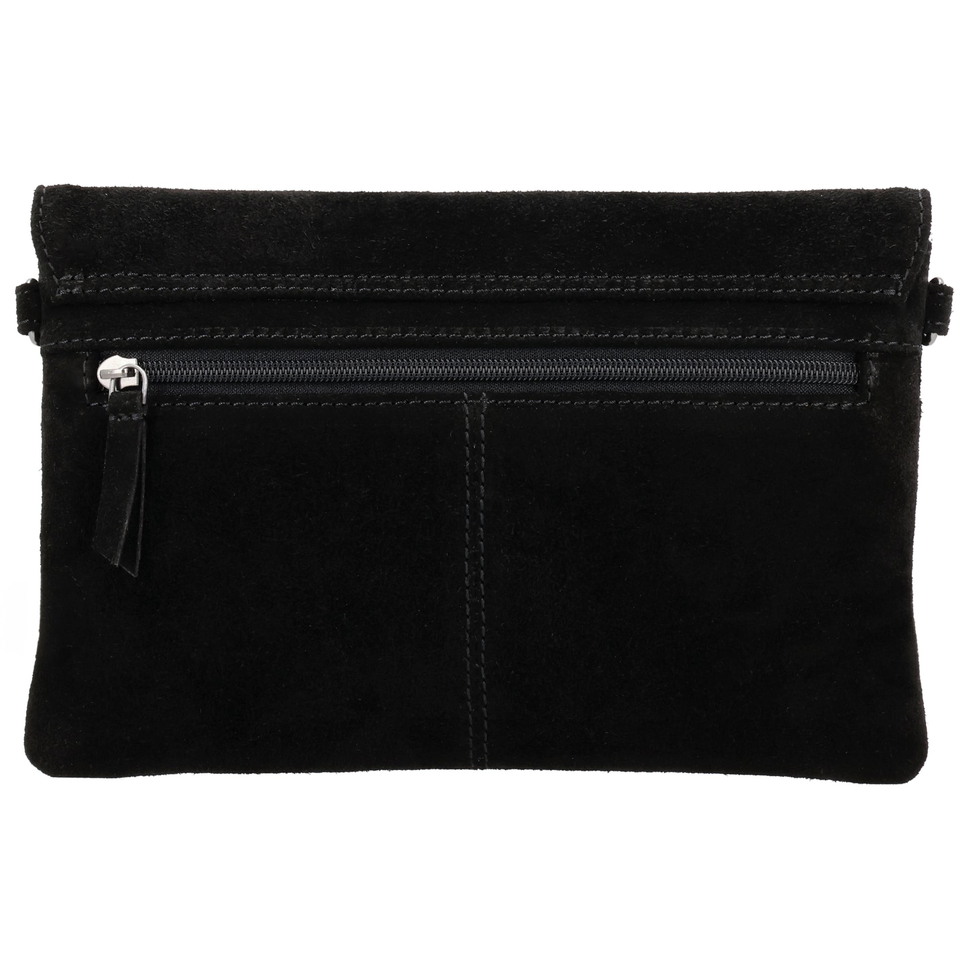 Umhängetasche 24,5x16cm Schwarz aus Wildleder - leder-accessoires.com