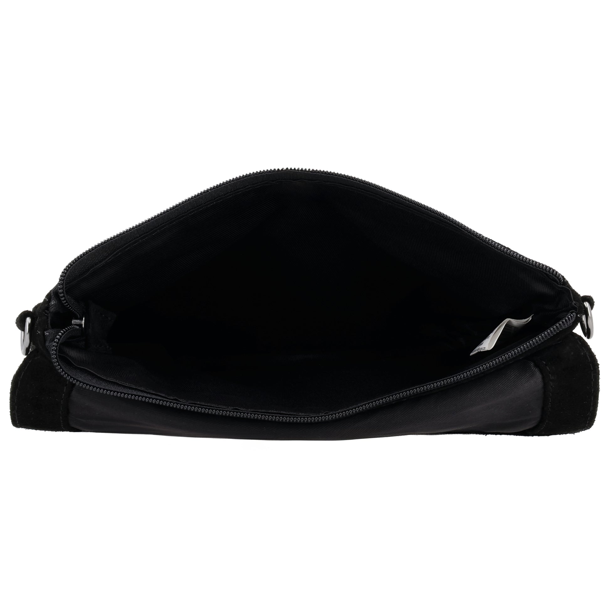 Umhängetasche 24,5x16cm Schwarz aus Wildleder - leder-accessoires.com