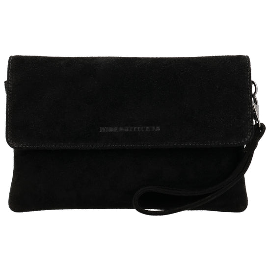 Umhängetasche 24,5x16cm Schwarz aus Wildleder - leder-accessoires.com