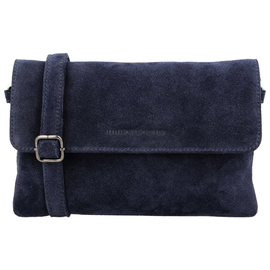 Umhängetasche 24,5x16cm Blau aus Wildleder - leder-accessoires.com