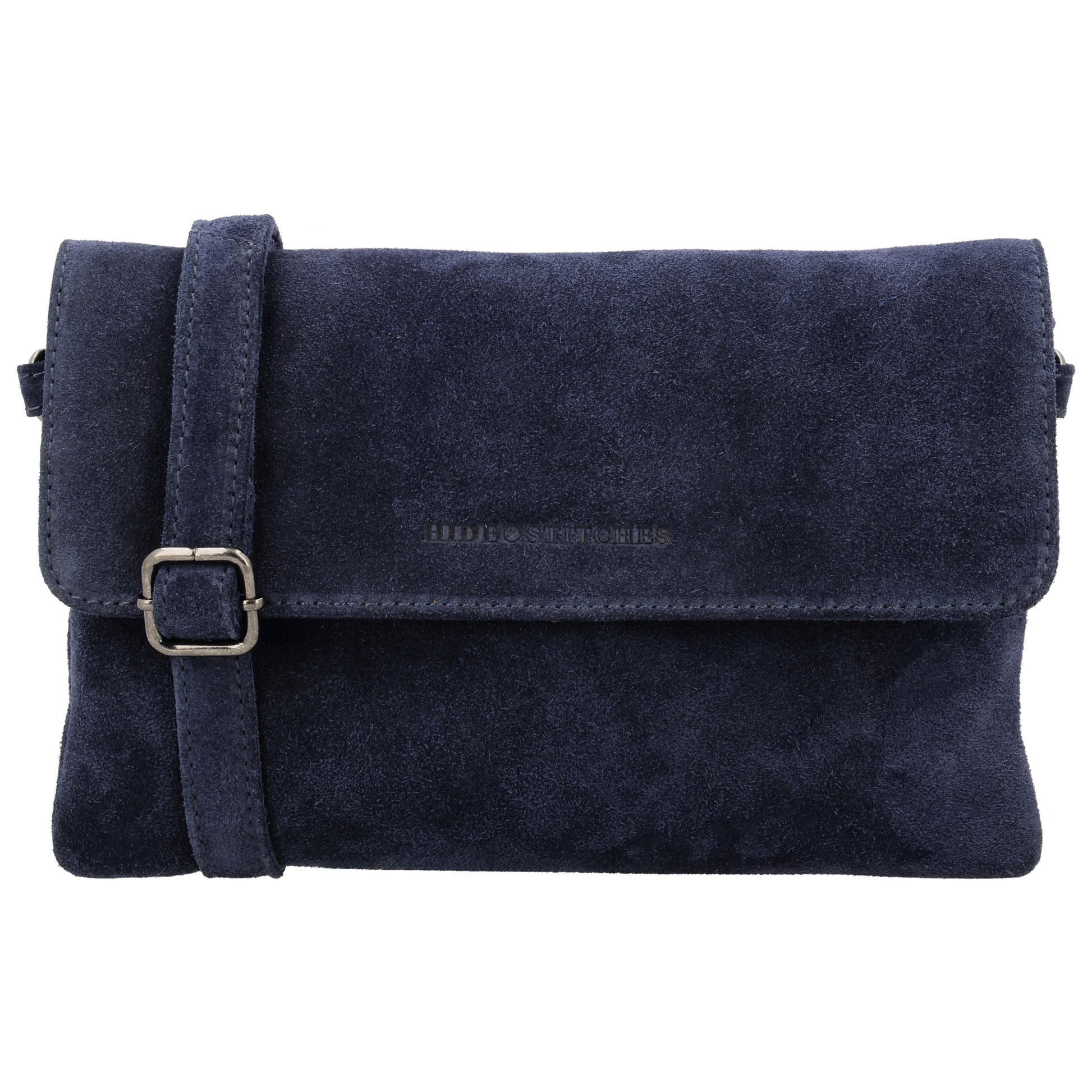 Umhängetasche 24,5x16cm Blau aus Wildleder - leder-accessoires.com