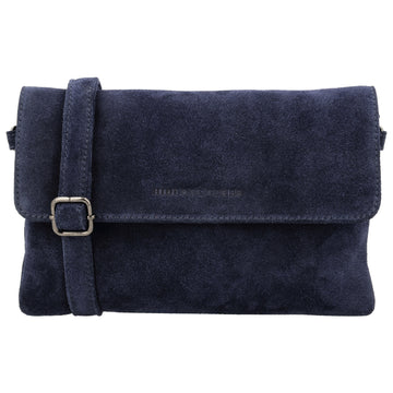 Umhängetasche 24,5x16cm Blau aus Wildleder - leder-accessoires.com