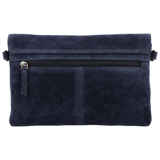 Umhängetasche 24,5x16cm Blau aus Wildleder - leder-accessoires.com