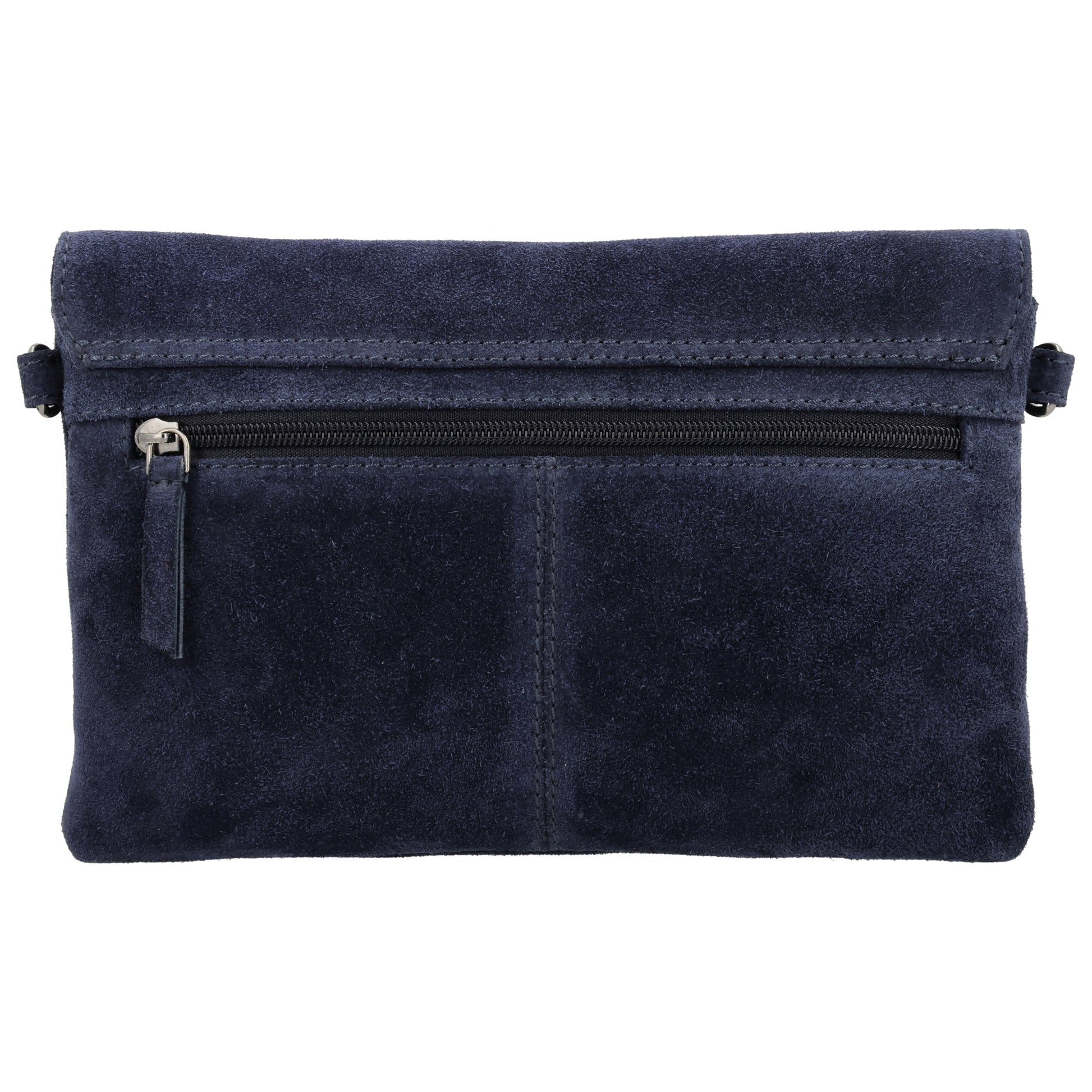 Umhängetasche 24,5x16cm Blau aus Wildleder - leder-accessoires.com