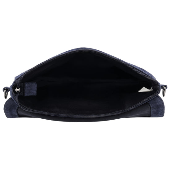 Umhängetasche 24,5x16cm Blau aus Wildleder - leder-accessoires.com