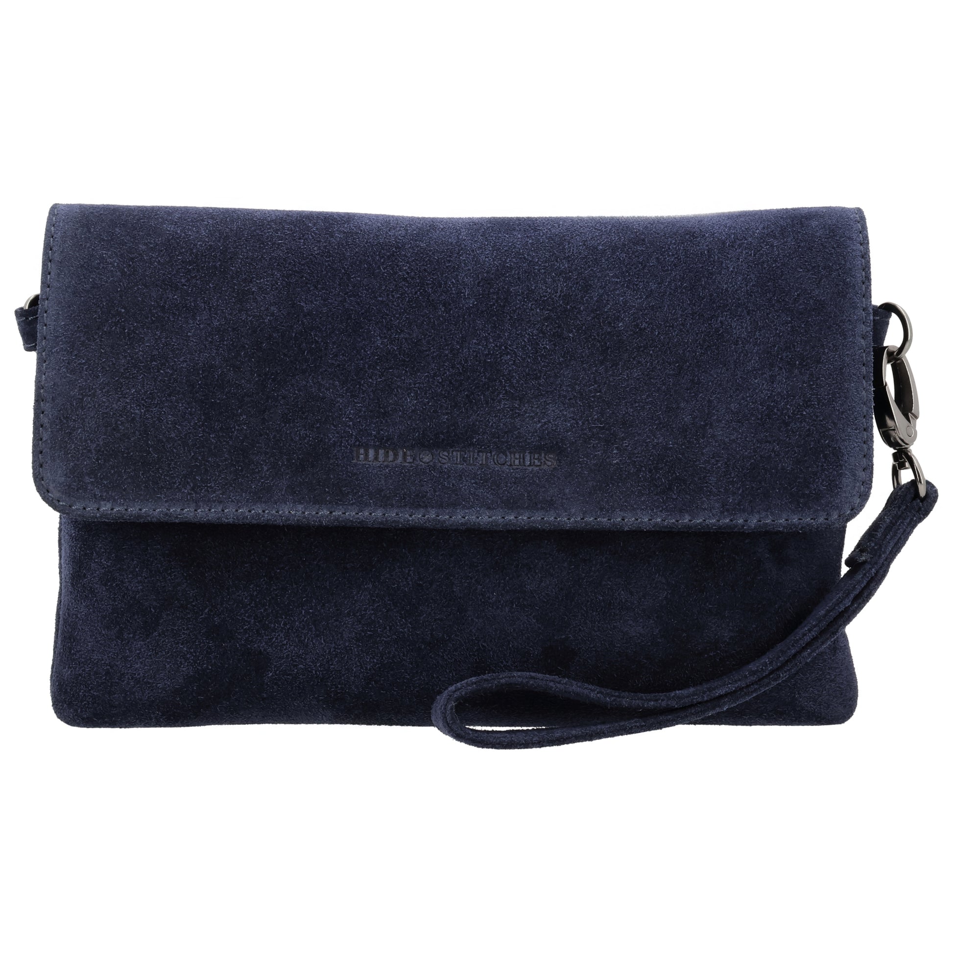 Umhängetasche 24,5x16cm Blau aus Wildleder - leder-accessoires.com