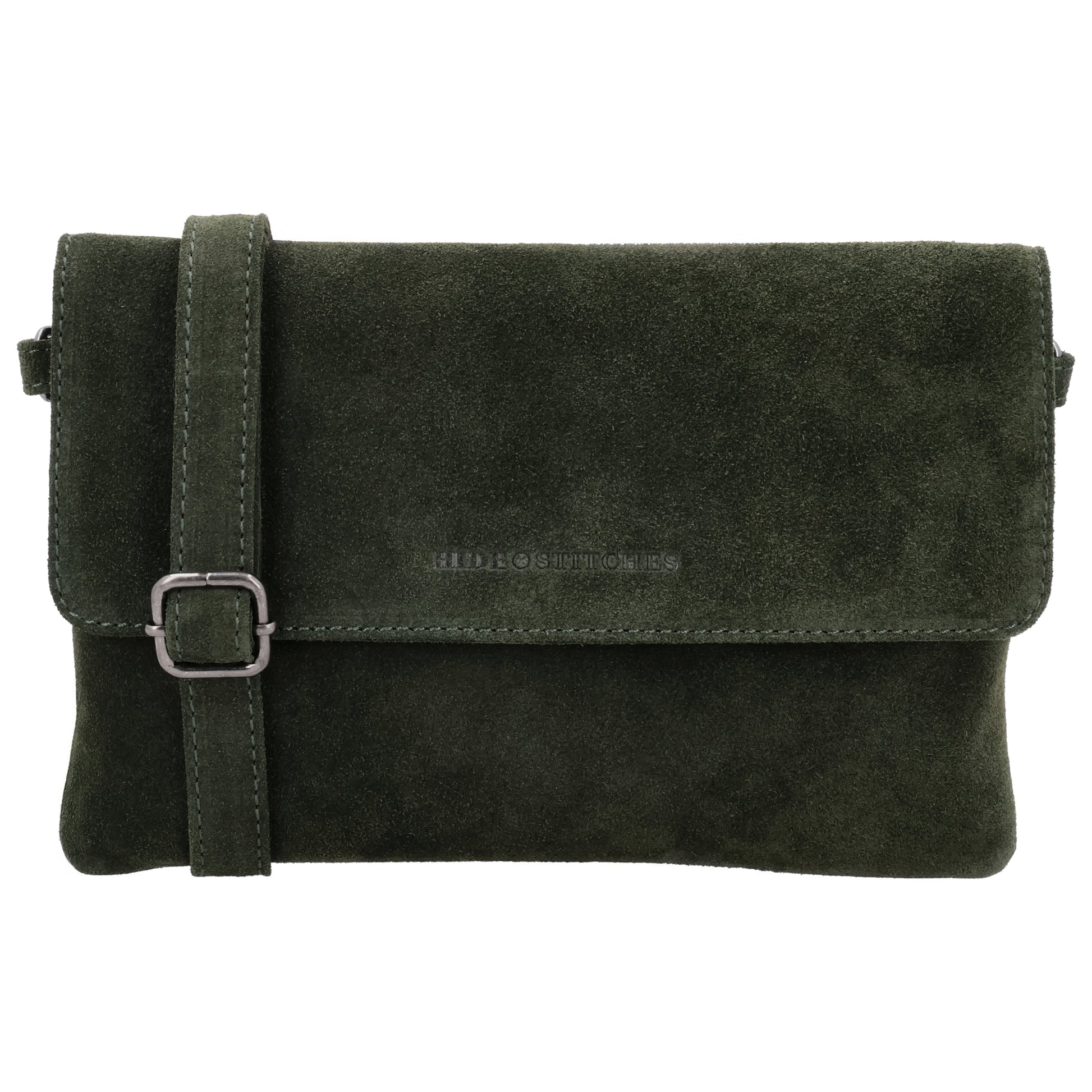 Umhängetasche 24,5x16cm Olivgrün aus Wildleder - leder-accessoires.com