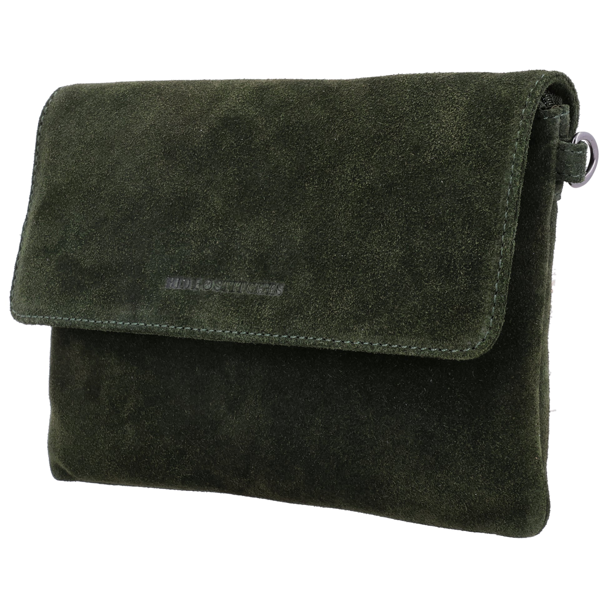 Umhängetasche 24,5x16cm Olivgrün aus Wildleder - leder-accessoires.com