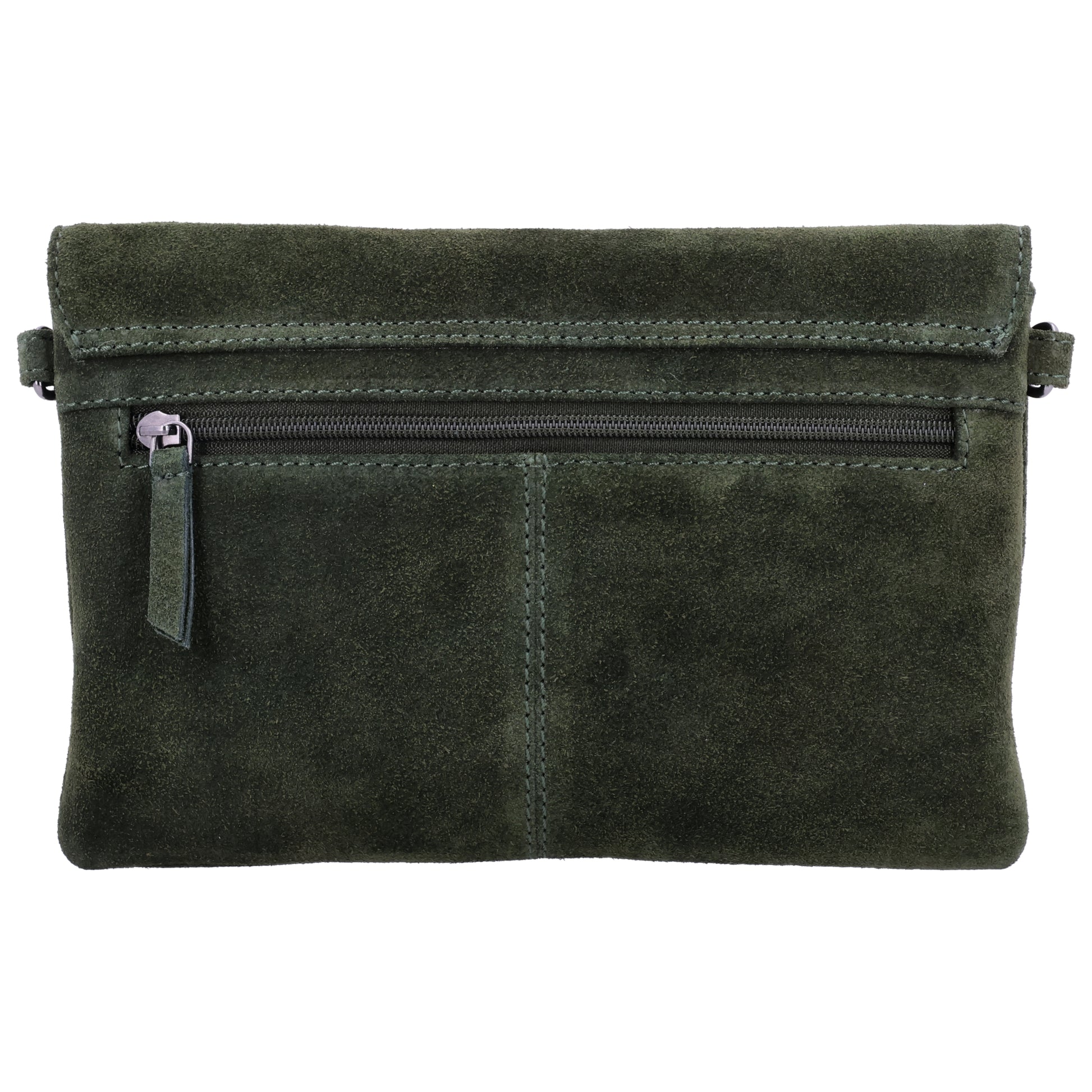 Umhängetasche 24,5x16cm Olivgrün aus Wildleder - leder-accessoires.com