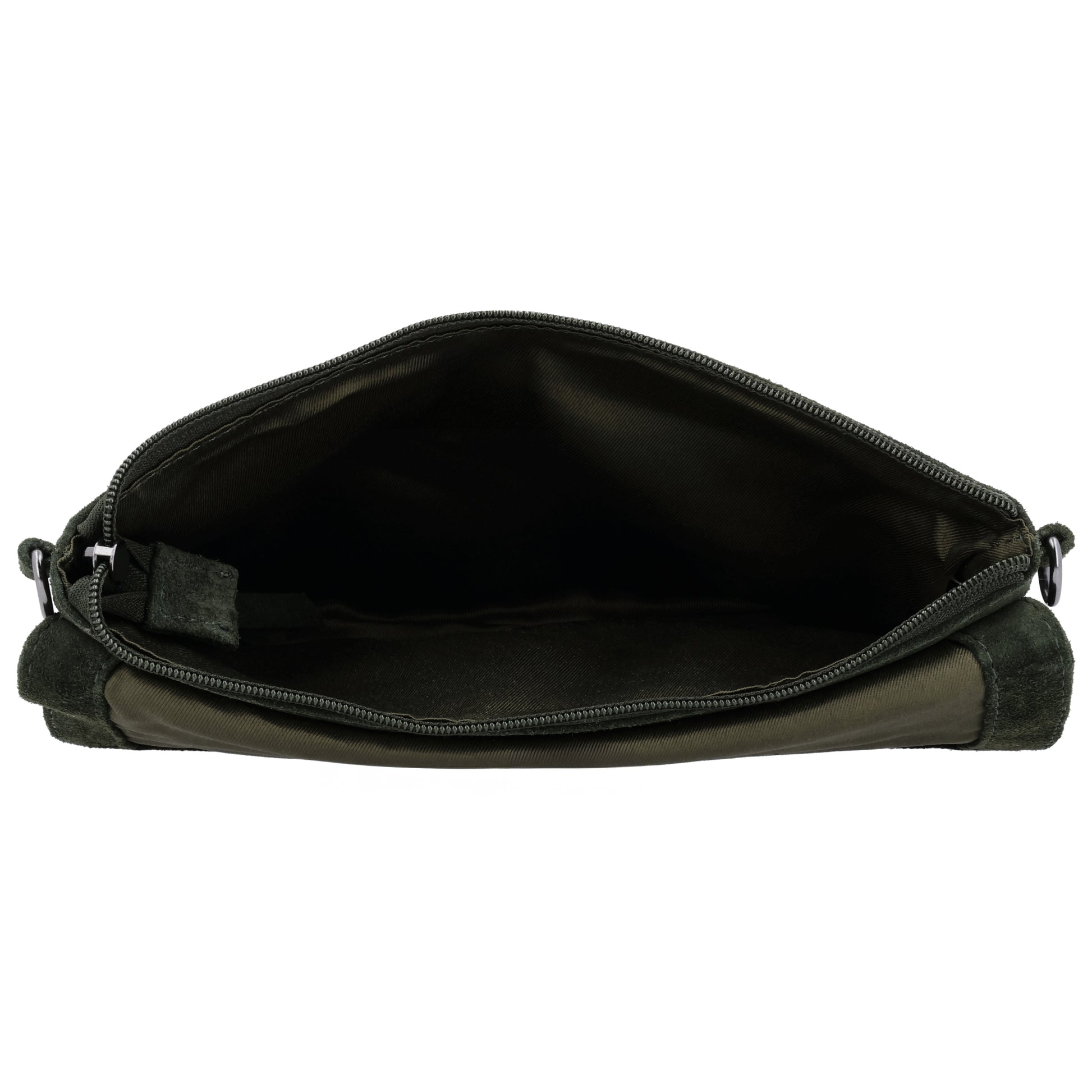 Umhängetasche 24,5x16cm Olivgrün aus Wildleder - leder-accessoires.com