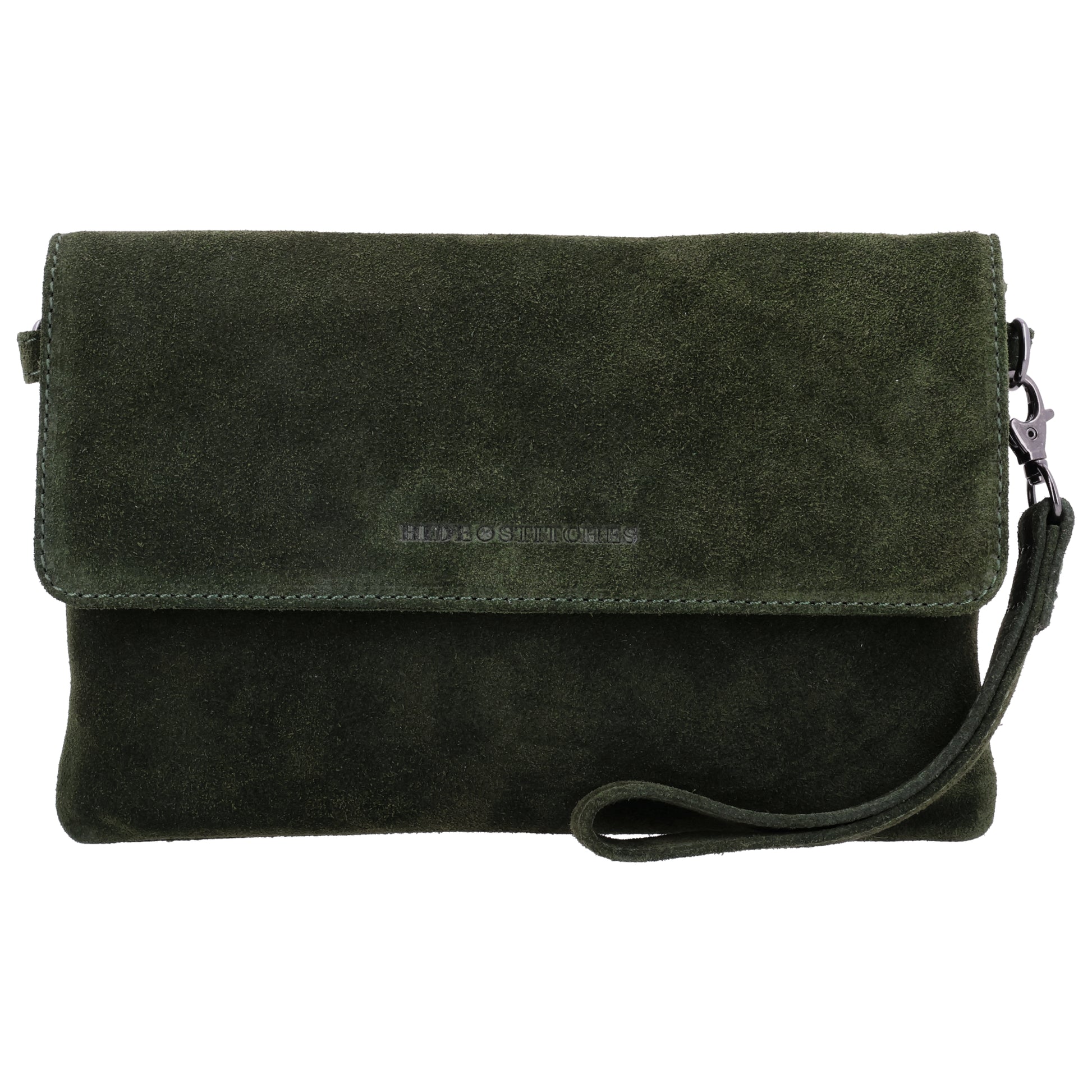 Umhängetasche 24,5x16cm Olivgrün aus Wildleder - leder-accessoires.com