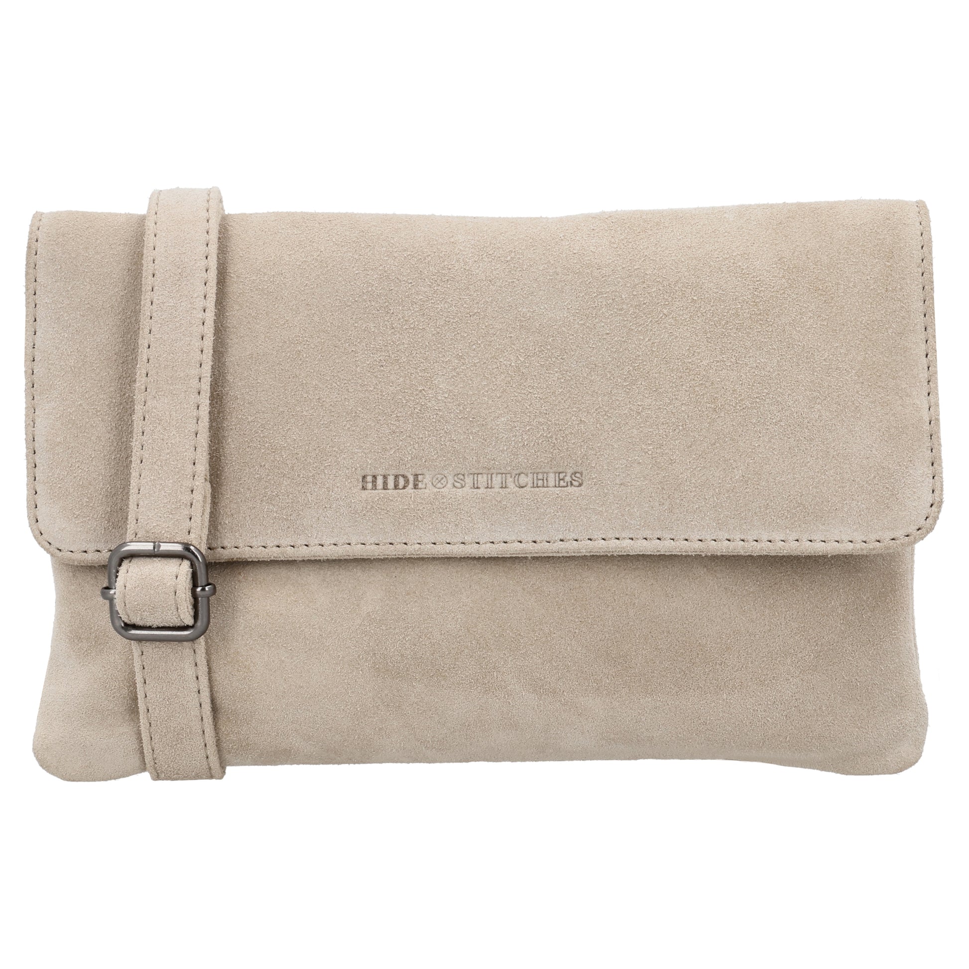 Umhängetasche 24,5x16cm Creme aus Wildleder - leder-accessoires.com
