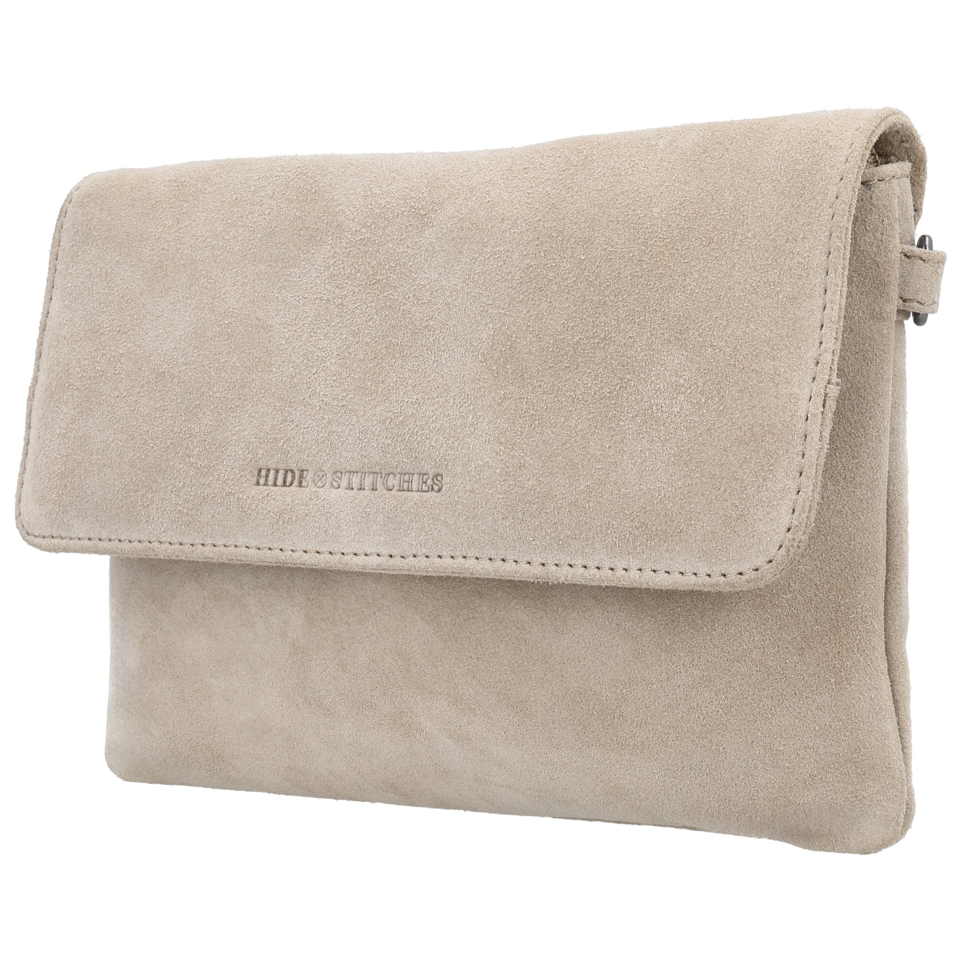 Umhängetasche 24,5x16cm Creme aus Wildleder - leder-accessoires.com
