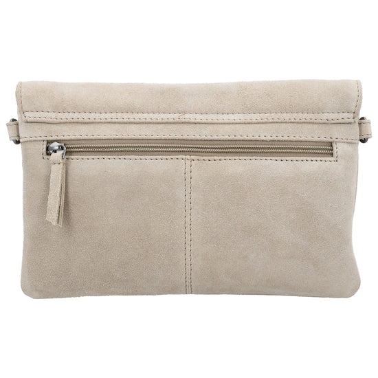 Umhängetasche 24,5x16cm Creme aus Wildleder - leder-accessoires.com