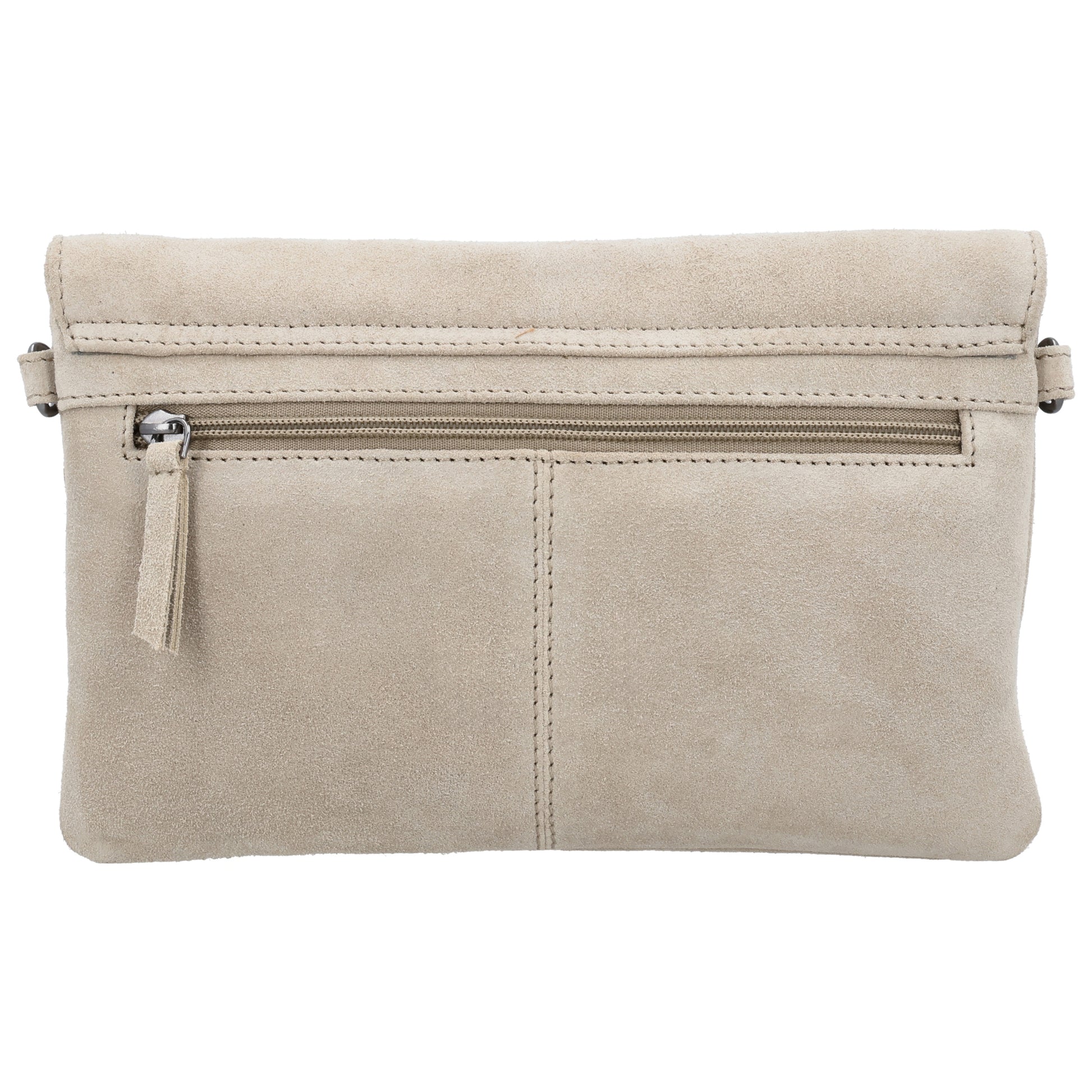 Umhängetasche 24,5x16cm Creme aus Wildleder - leder-accessoires.com
