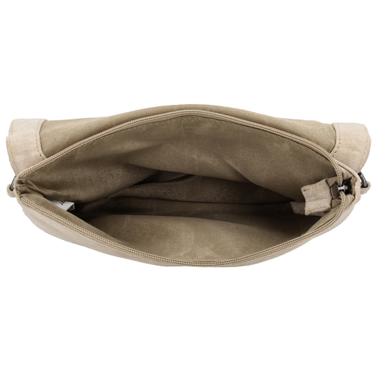 Umhängetasche 24,5x16cm Creme aus Wildleder - leder-accessoires.com