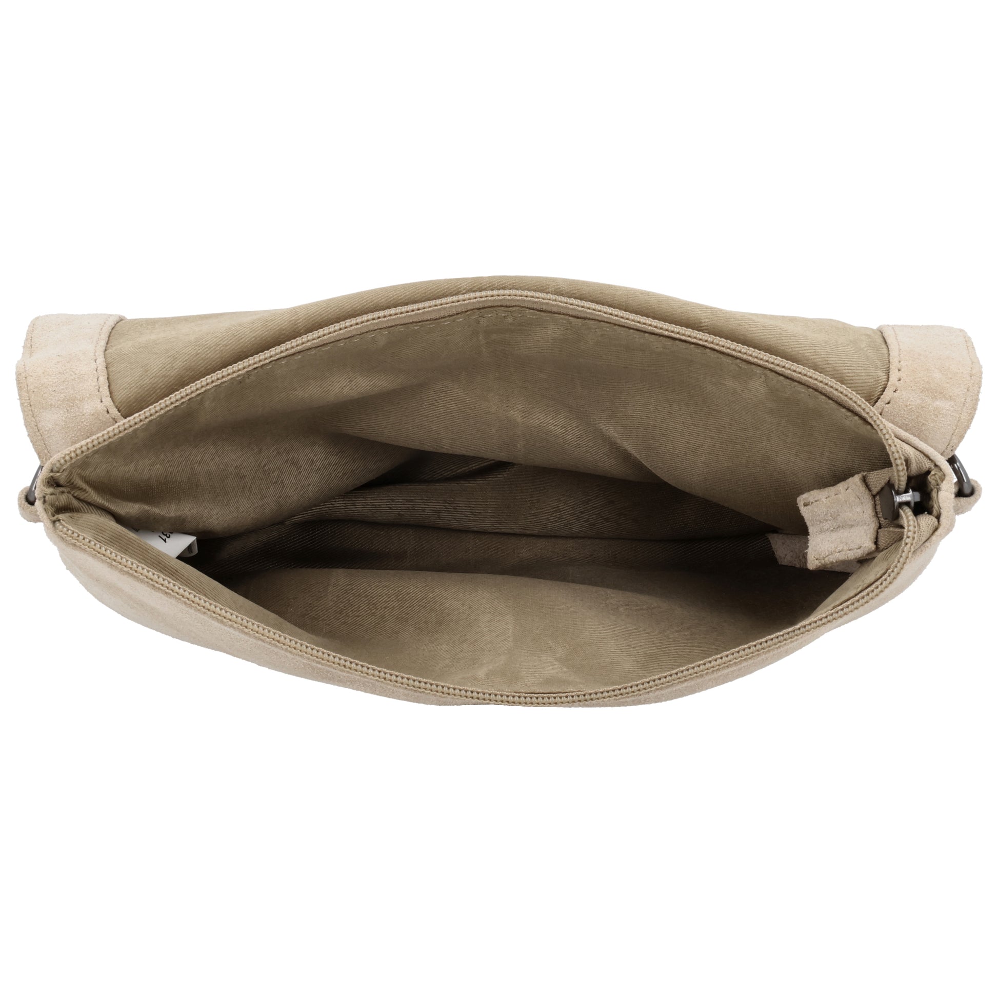 Umhängetasche 24,5x16cm Creme aus Wildleder - leder-accessoires.com