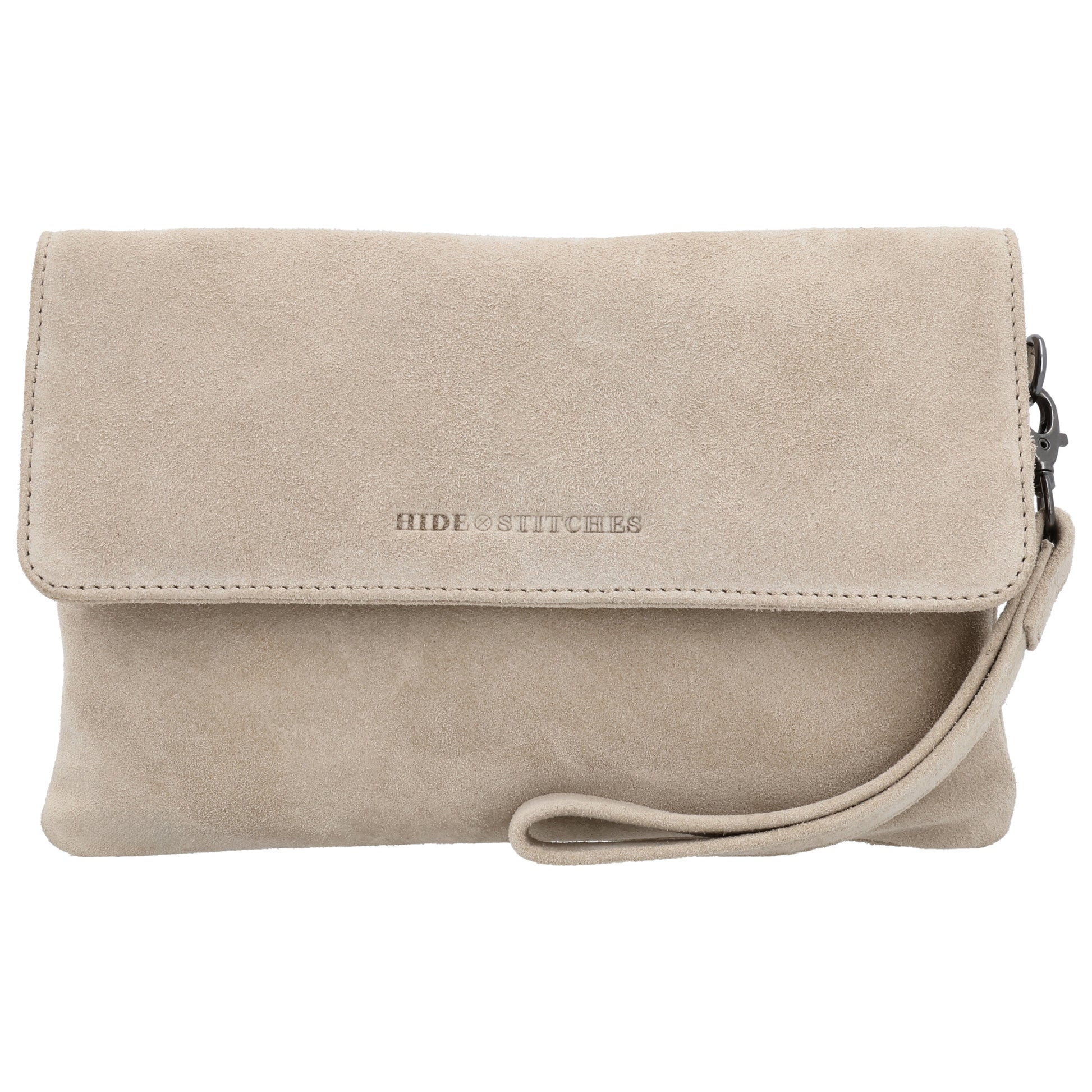 Umhängetasche 24,5x16cm Creme aus Wildleder - leder-accessoires.com