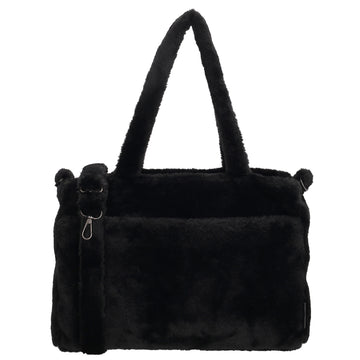 Trendige Handtasche 36x24cm in Schwarz aus Kunstfell – Hand- & Umhängetasche - leder-accessoires.com