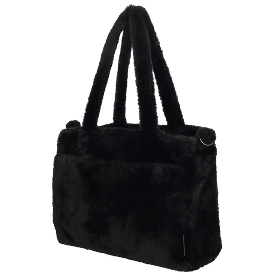 Trendige Handtasche 36x24cm in Schwarz aus Kunstfell – Hand- & Umhängetasche - leder-accessoires.com