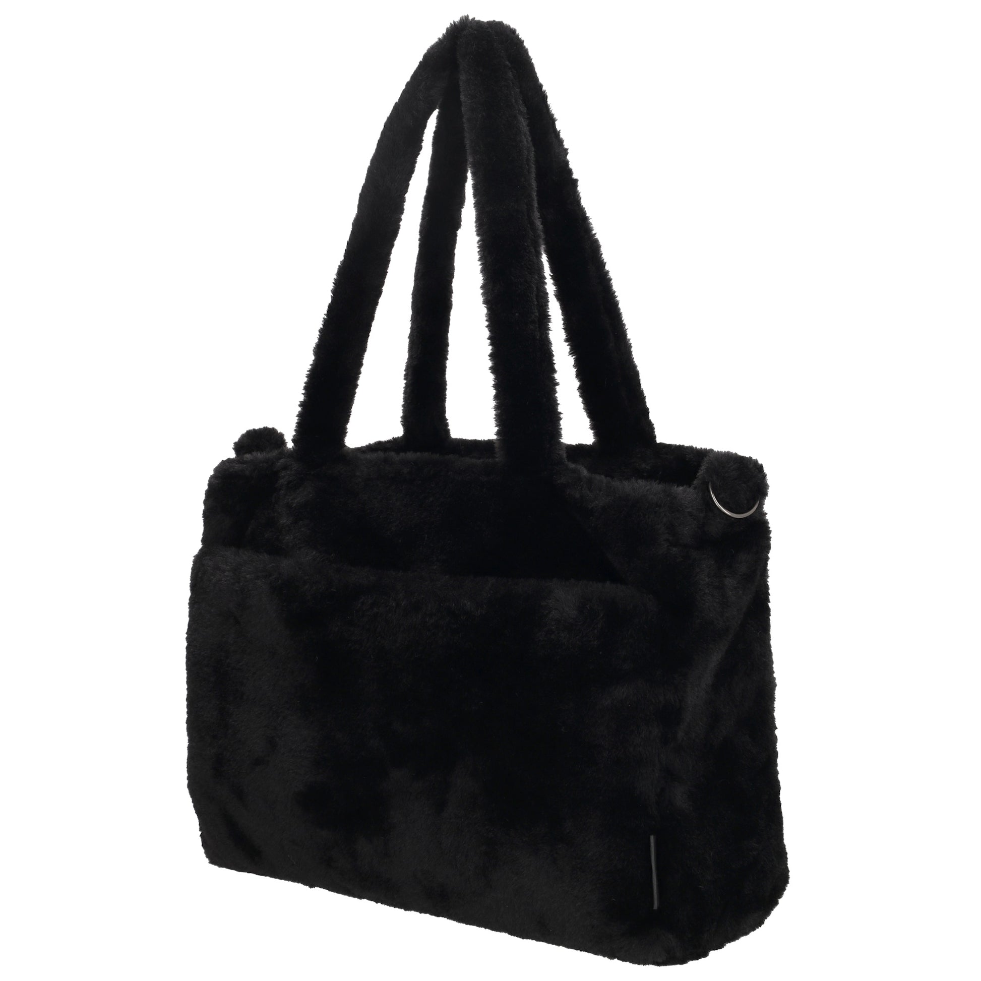 Trendige Handtasche 36x24cm in Schwarz aus Kunstfell – Hand- & Umhängetasche - leder-accessoires.com