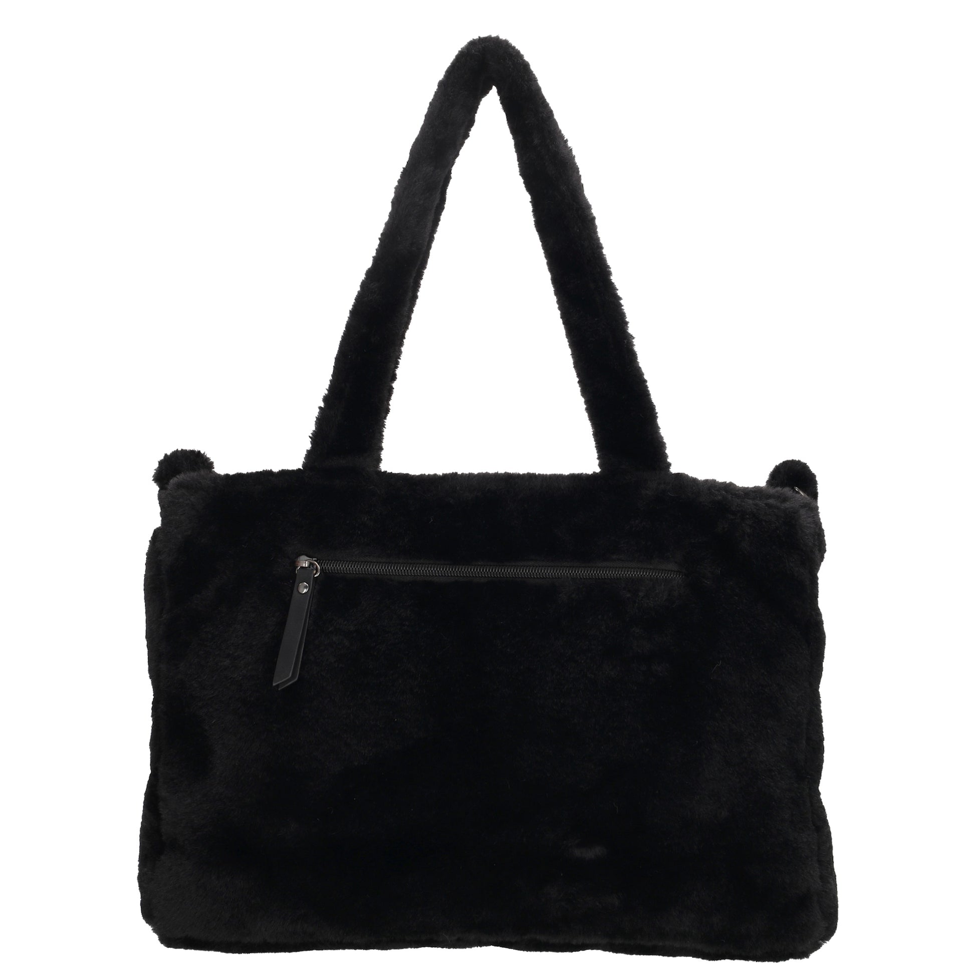 Trendige Handtasche 36x24cm in Schwarz aus Kunstfell – Hand- & Umhängetasche - leder-accessoires.com