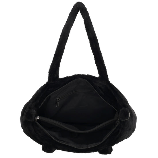 Trendige Handtasche 36x24cm in Schwarz aus Kunstfell – Hand- & Umhängetasche - leder-accessoires.com