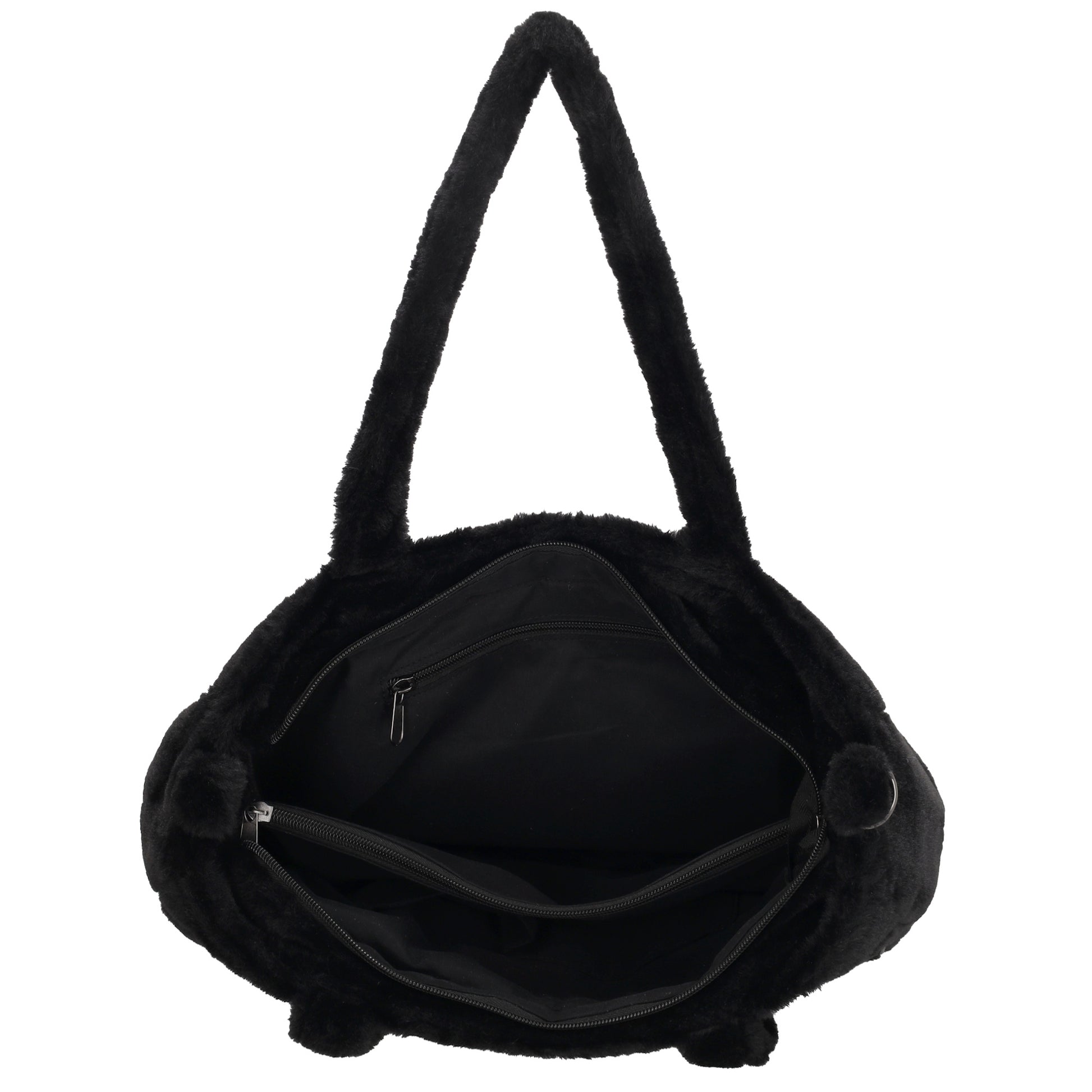 Trendige Handtasche 36x24cm in Schwarz aus Kunstfell – Hand- & Umhängetasche - leder-accessoires.com