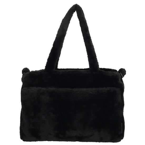Trendige Handtasche 36x24cm in Schwarz aus Kunstfell – Hand- & Umhängetasche - leder-accessoires.com