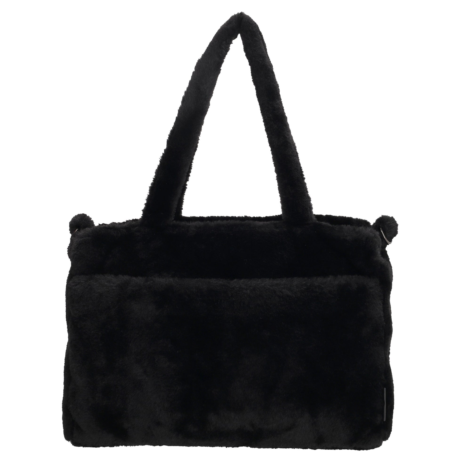 Trendige Handtasche 36x24cm in Schwarz aus Kunstfell – Hand- & Umhängetasche - leder-accessoires.com