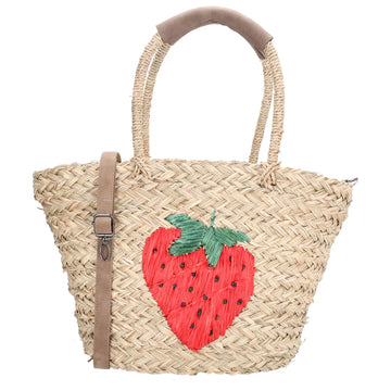 Sola Korbtasche 54x28cm Erdbeere – Verspielte Basttasche Damen