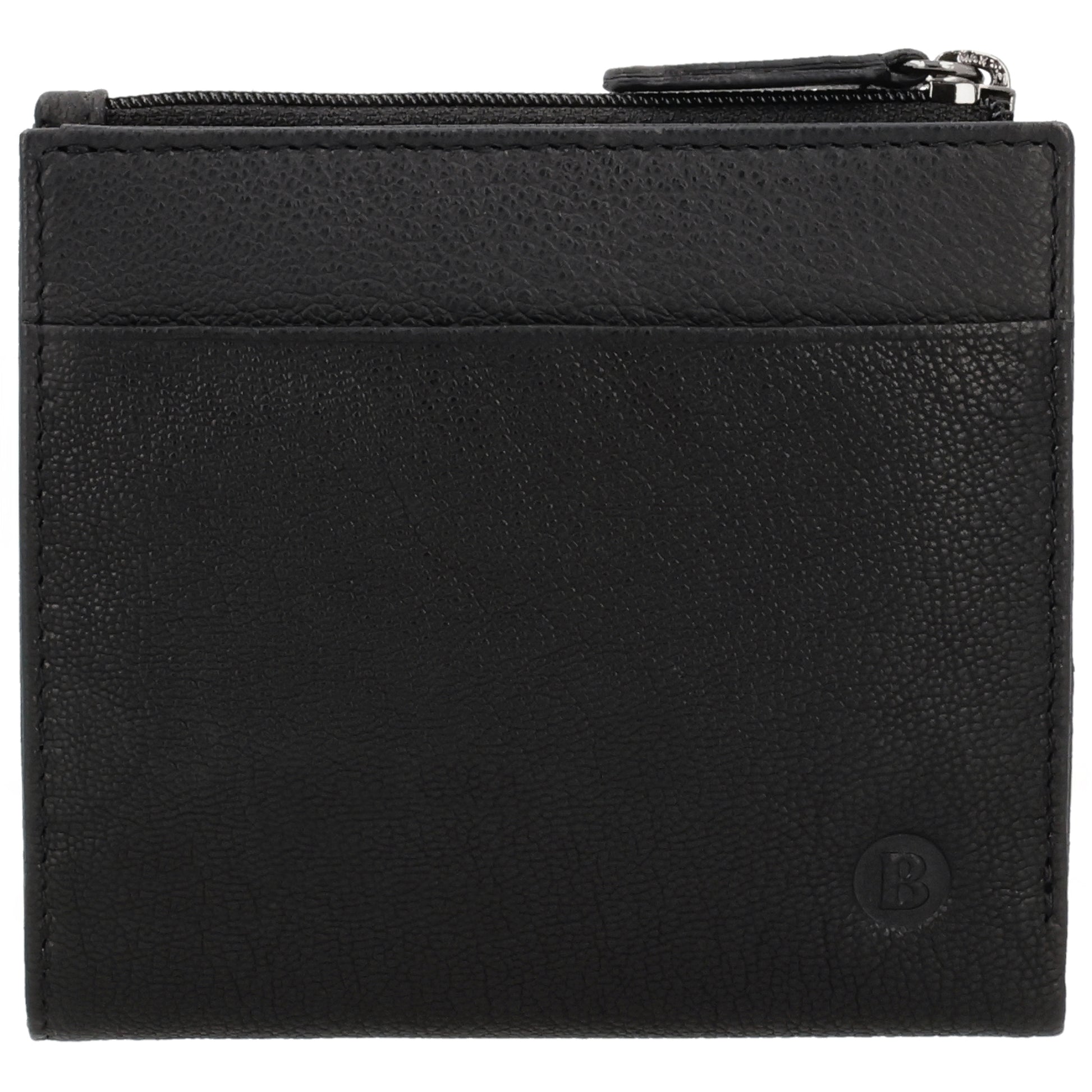 Kompaktes Portemonnaie Schwarz mit Druckknopf - leder-accessoires.com