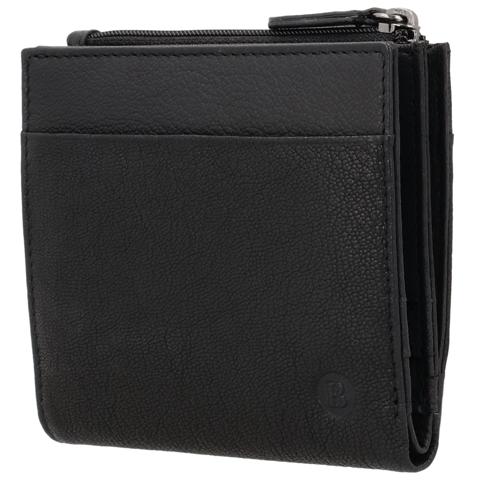 Kompaktes Portemonnaie Schwarz mit Druckknopf - leder-accessoires.com