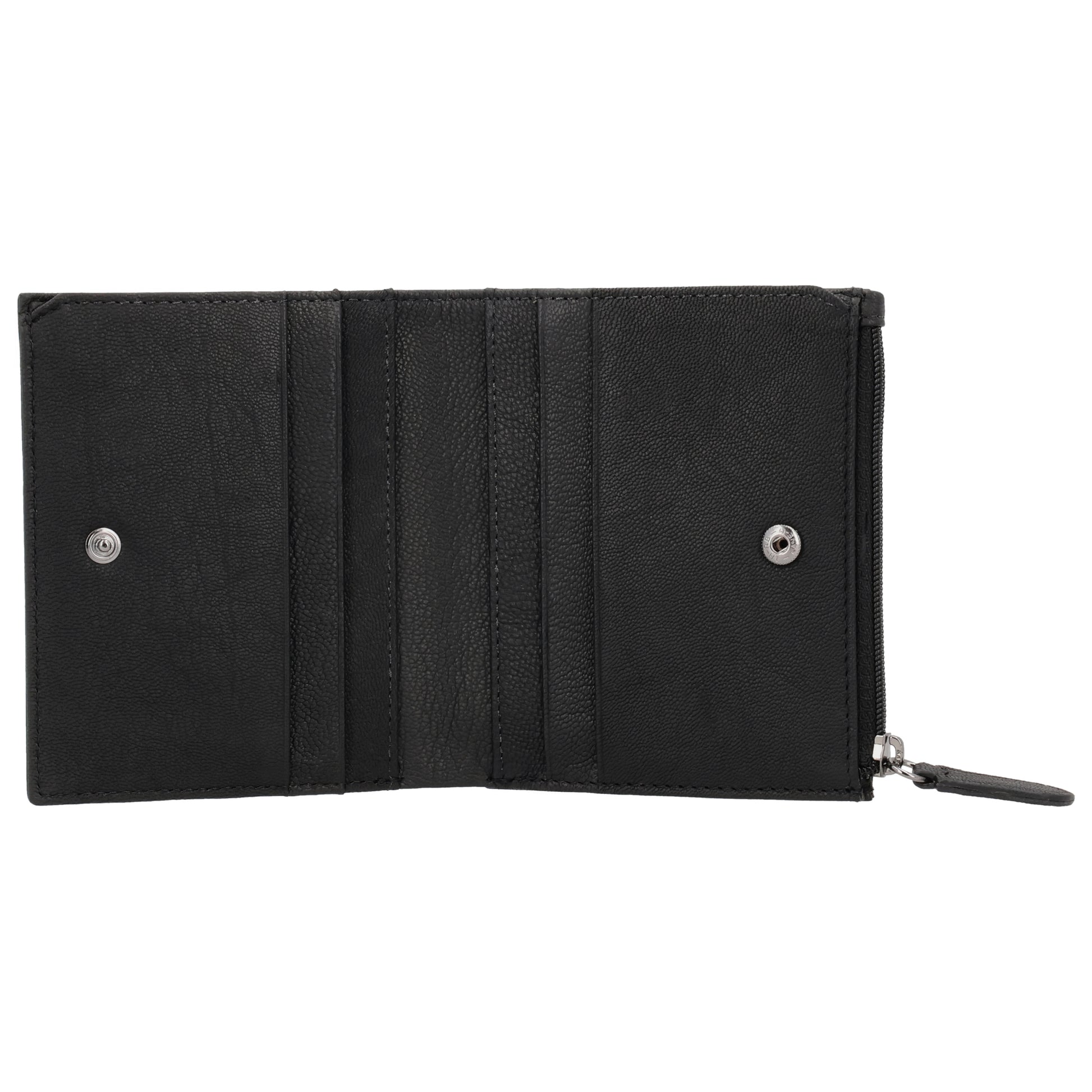 Kompaktes Portemonnaie Schwarz mit Druckknopf - leder-accessoires.com