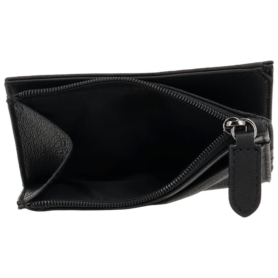 Kompaktes Portemonnaie Schwarz mit Druckknopf - leder-accessoires.com