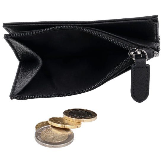 Kompaktes Portemonnaie Schwarz mit Druckknopf - leder-accessoires.com