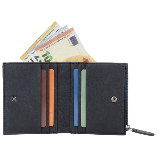 Portemonnaie Blau mit Karten- und Münzfach - leder-accessoires.com