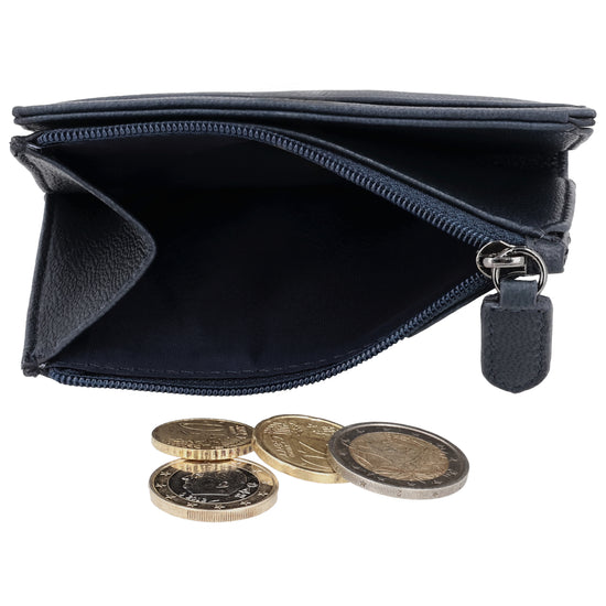 Portemonnaie Blau mit Karten- und Münzfach - leder-accessoires.com