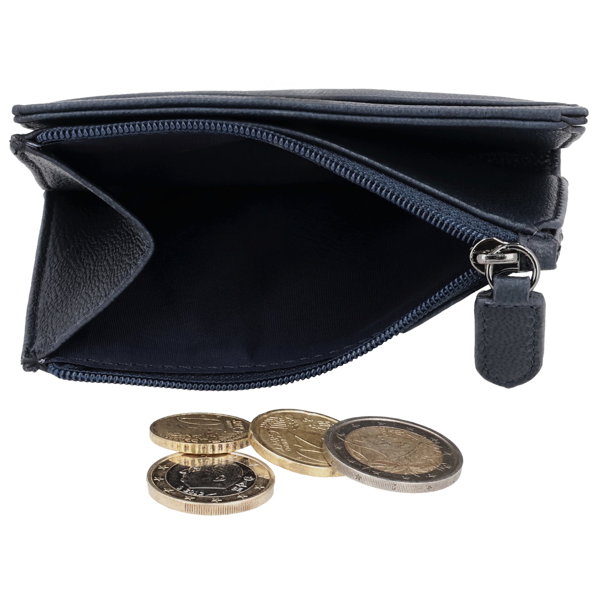 Portemonnaie Blau mit Karten- und Münzfach - leder-accessoires.com