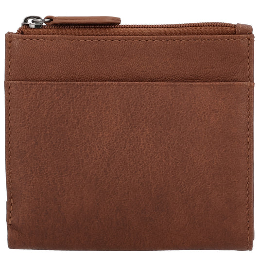 Stilvolle Geldbörse Cognac mit Druckverschluss - leder-accessoires.com