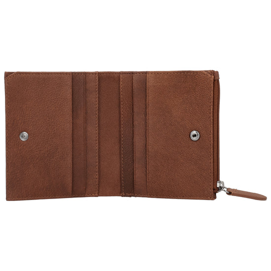 Stilvolle Geldbörse Cognac mit Druckverschluss - leder-accessoires.com