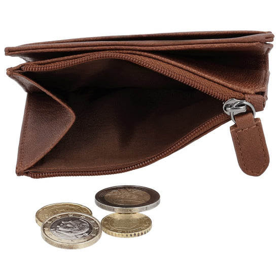 Stilvolle Geldbörse Cognac mit Druckverschluss - leder-accessoires.com